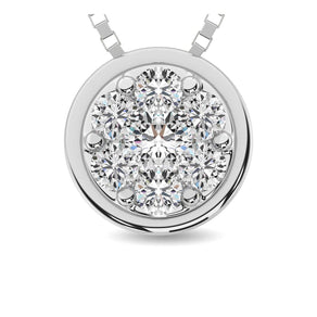 14K White Gold 1/6 Ctw Diamond Round Shape Flower Pendant - Larson Jewelers