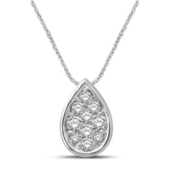 14K White Gold 1/6 Ctw Diamond Pear Shape Flower Pendant - Larson Jewelers