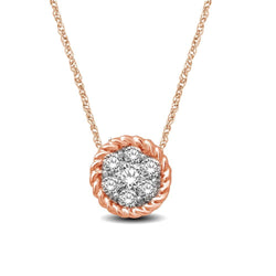 14K Rose Gold 1/6 Ctw Diamond Round Flower Pendant - Larson Jewelers