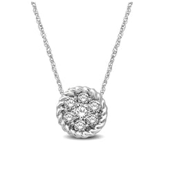 14K White Gold 1/6 Ctw Diamond Round Flower Pendant - Larson Jewelers