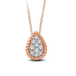 14K Rose Gold 1/6 Ctw Diamond Pear Shape Flower Pendant - Larson Jewelers