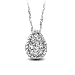 14K White Gold 1/6 Ctw Diamond Pear Flower Pendant - Larson Jewelers