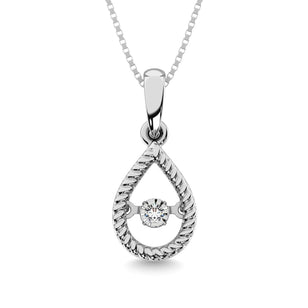 Sterling Silver Moving Diamond Accent Pear Shape Pendant - Larson Jewelers