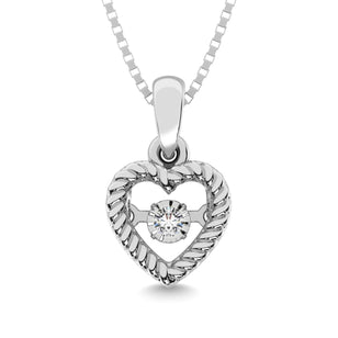 Sterling Silver Moving Diamond Accent Heart Pendant - Larson Jewelers