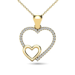 10K Yellow Gold 1/20 Ctw Diamond Double Heart Pendant - Larson Jewelers