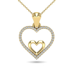 10K Yellow Gold 1/10 Ctw Diamond Double Heart Pendant - Larson Jewelers