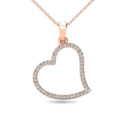 10K Rose Gold 1/6 Ctw Diamond Heart Pendant - Larson Jewelers