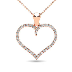 10K Rose Gold 1/6 Ctw Diamond Heart Pendant - Larson Jewelers