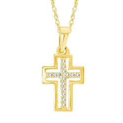 10K Yellow Gold 1/20 Ctw Diamond Cross Pendant - Larson Jewelers