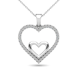 10K White Gold 1/5 Ctw Diamond Double Heart Pendant - Larson Jewelers