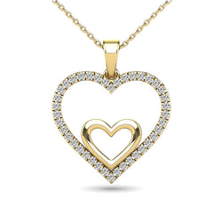 10K Yellow Gold 1/5 Ctw Diamond Double Heart Pendant - Larson Jewelers