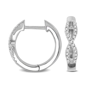 10K White Gold 1/6 Ctw Diamond Hoop Earrings - Larson Jewelers