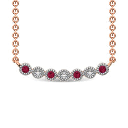 Diamond 1/10 Ct.Tw. And Ruby Fashion Necklace in 10K Rose Gold - Larson Jewelers