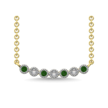 10K Yellow Gold 1/10 Ctw Diamond & Round Tsavorite Necklace - Larson Jewelers