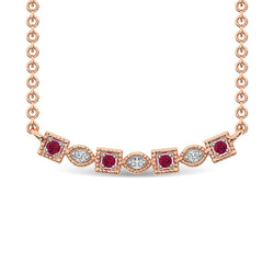 Diamond 1/8 Ct.Tw. And Ruby Fashion Necklace in 10K Rose Gold - Larson Jewelers