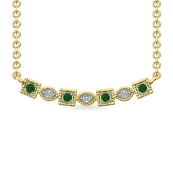 Diamond 1/10 Ct.Tw. and Tsaverite Necklace in 10K Yellow Gold - Larson Jewelers