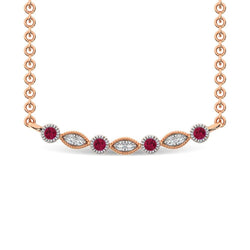 Diamond 1/8 Ct.Tw. And Ruby Fashion Necklace in 10K Rose Gold - Larson Jewelers