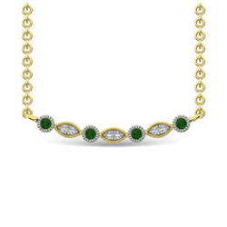 Diamond 1/10 Ct.Tw. And Tsaverite Fashion Necklace in 10K Yellow Gold - Larson Jewelers