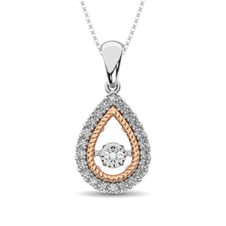 10K Two Tone 1/4 Ctw Tearshape Moving Diamond Pendant - Larson Jewelers