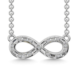 Diamond 1/6 Ct.Tw. Round and Baguette Cut Infinity Necklace in 10K White Gold - Larson Jewelers