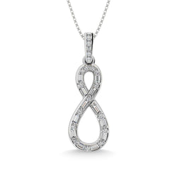 Diamond 1/6 Ct.Tw. Round and Baguette Cut Infinity Pendant in 10K White Gold - Larson Jewelers