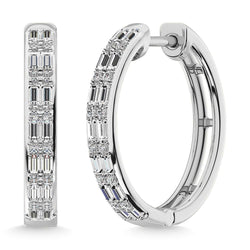 Diamond 1/3 Ct.Tw. Hoop Earrings in 10K White Gold - Larson Jewelers