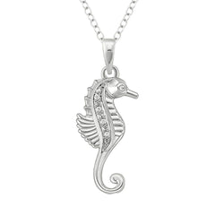 Diamond 1/50 Ct.Tw. Sea Horse Pendant in Sterling Silver - Larson Jewelers