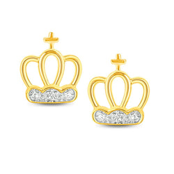 Diamond 1/50 Ct.Tw. Royal Crown Earrings in 10K Yellow Gold - Larson Jewelers