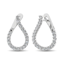 14K White Gold Diamond 5/8 Ct.Tw. Hoop Earrings - Larson Jewelers