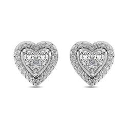 10K White Gold 1/3 Ct.Tw. Diamond Heart Stud Earrings - Larson Jewelers