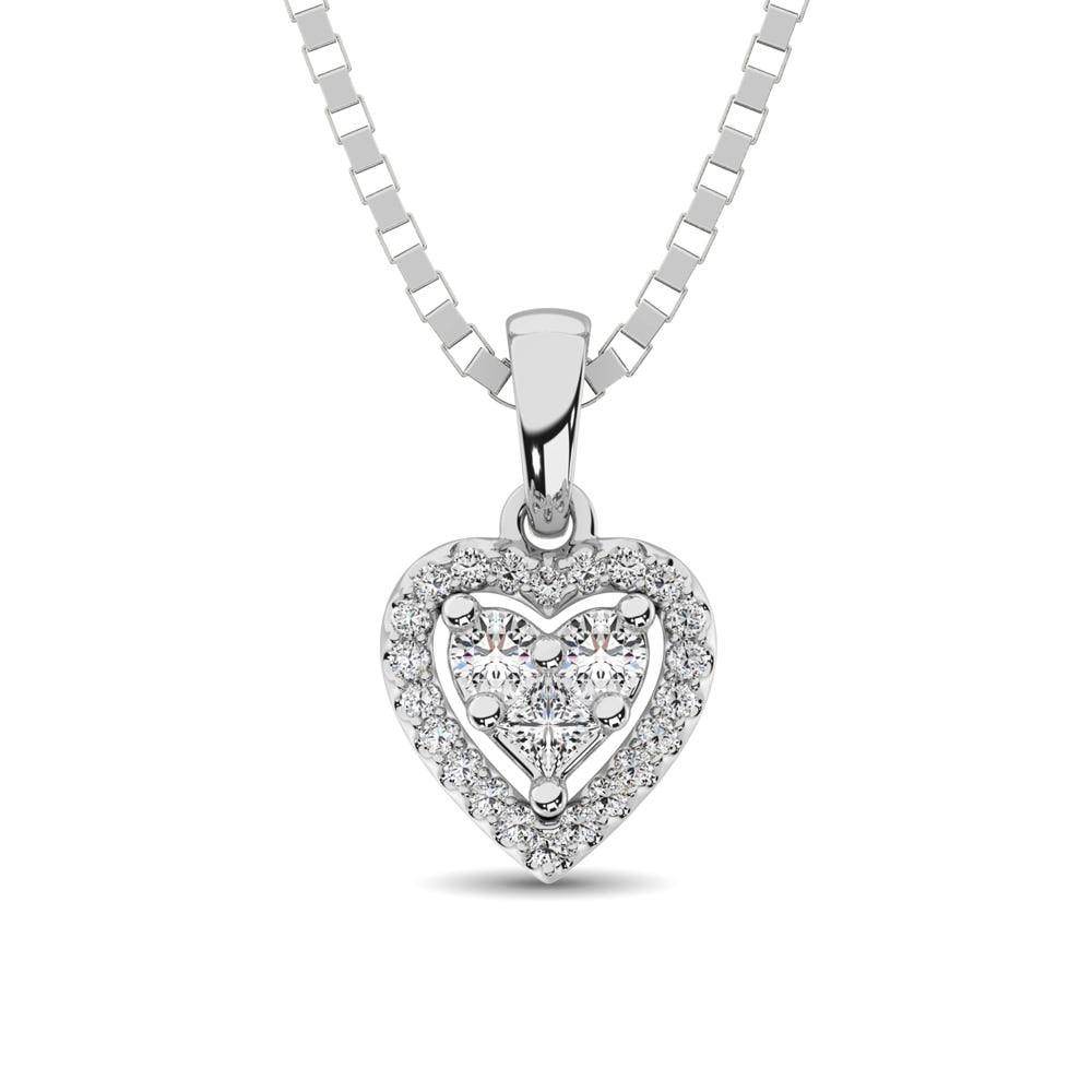 9ct white gold hot sale diamond heart pendant