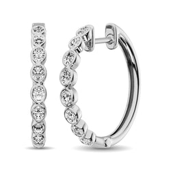 14K White Gold 1/3 Ct.Tw. Diamond Hoop Earrings - Larson Jewelers