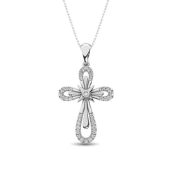 10K White Gold 1/5 Ct.Tw. Diamond Cross Pendant - Larson Jewelers