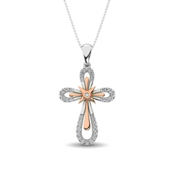 10K Two Tone 1/5 Ct.Tw. Diamond Cross Pendant - Larson Jewelers