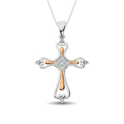 14K Two Tone 1/8 Ct.Tw. Diamond Cross Pendant - Larson Jewelers