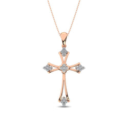 Gothic Style Diamond 1/5 Ct.Tw Cross Pendant in 10K Rose Gold - Larson Jewelers