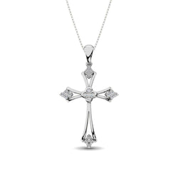 Gothic Style Diamond 1/5 Ct.Tw Cross Pendant in 10K White Gold - Larson Jewelers