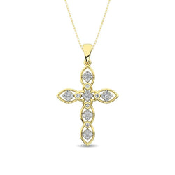 14K Yellow Gold 1/5 Ct.Tw. Diamond Cross Pendant - Larson Jewelers