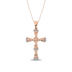 Gothic Style Diamond 1/6 Ct.Tw Cross Pendant in 10K Rose Gold - Larson Jewelers