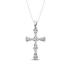 Gothic Style Diamond 1/6 Ct.Tw Cross Pendant in 10K White Gold - Larson Jewelers