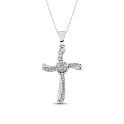 14K White Gold 1/5 Ct.Tw. Diamond Cross Pendant - Larson Jewelers