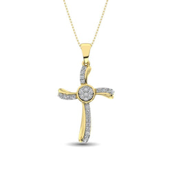 14K Yellow Gold 1/5 Ct.Tw. Diamond Cross Pendant - Larson Jewelers