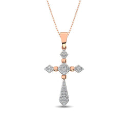 14K Rose Gold 1/5 Ct.Tw. Diamond Cross Pendant - Larson Jewelers