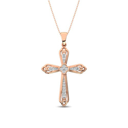 14K Rose Gold 1/6 Ct.Tw. Diamond Cross Pendant - Larson Jewelers