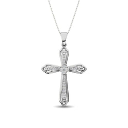 14K White Gold 1/6 Ct.Tw. Diamond Cross Pendant - Larson Jewelers