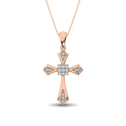 14K Rose Gold 1/6 Ct.Tw. Diamond Cross Pendant - Larson Jewelers