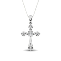 14K White Gold 1/6 Ct.Tw. Diamond Cross Pendant - Larson Jewelers