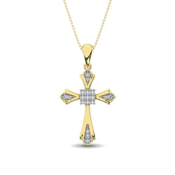 14K Yellow Gold 1/6 Ct.Tw. Diamond Cross Pendant - Larson Jewelers