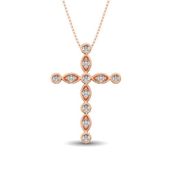 14K Rose Gold 1/4 Ct.Tw. Diamond Cross Pendant - Larson Jewelers