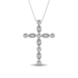 14K White Gold 1/4 Ct.Tw. Diamond Cross Pendant - Larson Jewelers